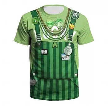 Мужская рубашка для курения Trevo St.. Патрик, estampa 3d, manga curta, gola redonda, tops novos em festa casual, frias, camiseta engraada S