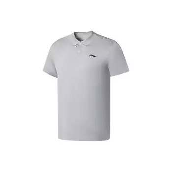 Мужская рубашка поло Li Ning Plain с логотипом и полукнопочным принтом, цветочно-серая APLS073-5 3XL