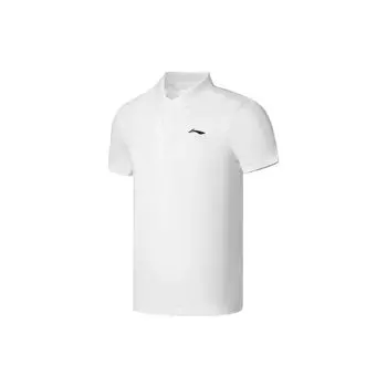 Мужская рубашка поло с коротким рукавом и принтом логотипа Li Ning, белая APLS069-8 S