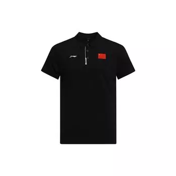 Мужская рубашка-поло с коротким рукавом и принтом логотипа Li Ning, темно-синего цвета APLT209-1 L