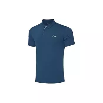 Мужская рубашка поло с коротким рукавом и логотипом бренда Li Ning Training Series, темно-бирюзовый цвет APLR073-3 M