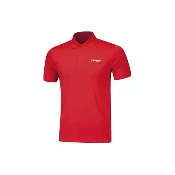 Мужская рубашка поло с коротким рукавом и логотипом Li Ning, цвет киноварно-красный APLN399-3 S