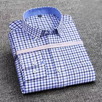 Мужская рубашка с длинными рукавами Khmer Wrinkle Free Casual Oxford Spun Wrinkle Resistant No Care Slim Fit Checkered Striped Shirts Men s XL