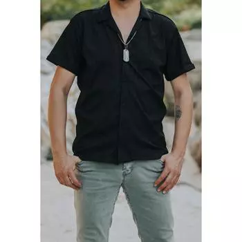 Мужская рубашка с коротким рукавом Slim Fit, черная