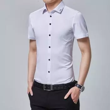 Мужская рубашка Slim Fit Thin рубашка с коротким рукавом Повседневная модная рубашка с коротким рукавом XXXXL фиолетовый