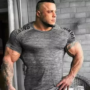 Мужская спортивная футболка для бега, бега, фитнеса, бодибилдинга, с коротким рукавом, тренировочная футболка M красный