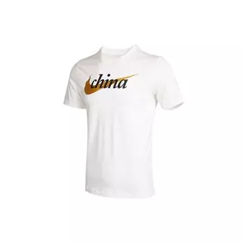 Мужская спортивная футболка с круглым вырезом Nike Color-Block Logo Print, белая DM3548-100 XXL