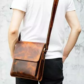 Мужская сумка через плечо Crazy Horse Leather Head Cowhide Crossbody Bag Vintage Men s Satchels Натуральная кожаная сумка
