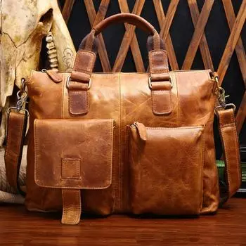 Мужская сумка из натуральной кожи Mad Horse Leather Vintage, деловой модный мужской портфель, большая вместительная сумка через плечо, мужская сумка шоколадный