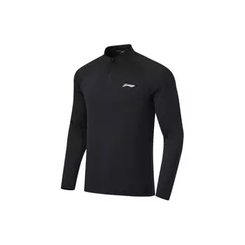 Мужская толстовка Li Ning Cba Series, однотонная, с полумолнией, воротником-стойкой, быстросохнущая, холодная, трикотажная, черная AAEU005-1 M