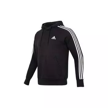 Мужская толстовка с капюшоном Adidas с 3 полосками и молнией во всю длину, черная IC0435 S