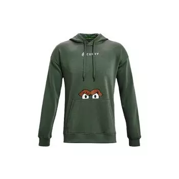 Мужская толстовка с капюшоном на флисовой подкладке Under Armour Curry Series с принтом кунжута, зеленая 1368318-332 XXL