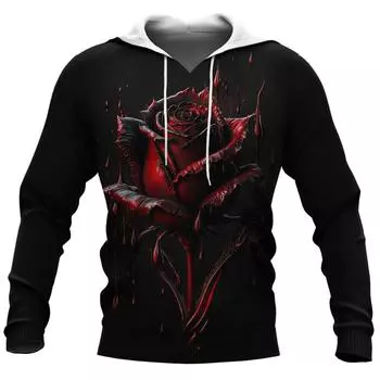 Мужская толстовка с капюшоном Rose Simple 3D Print Streetwear Новая мода Harajuku Unisexual Y2k Толстовка Куртка Пуловер Спортивная одежда S