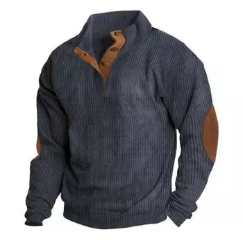 Мужская вельветовая футболка-пуловер Henley Casual с длинным рукавом 4XL абрикосовый