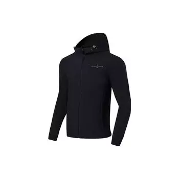 Мужская ветровка Li-Ning Fitness Series с однотонным принтом в виде букв, с капюшоном, черная AFDT533-1 XXL