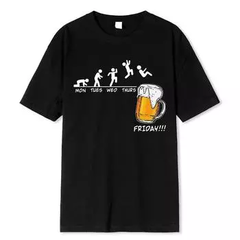 Мужские брендовые футболки Friday Beer Print с забавной графикой в стиле хип-хоп, летние мужские футболки, уличная одежда, хлопковая футболка Harajuku с коротким рукавом S