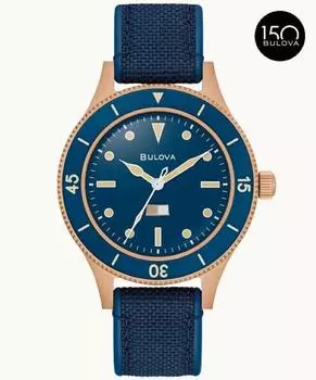 Мужские часы Bulova Archive Series Automatic Bronze Special Edition Khaki 98A325 синий