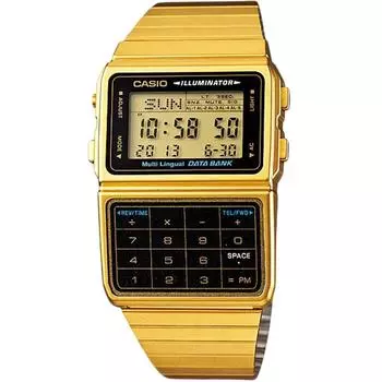 Мужские часы Casio БАНК ДАННЫХ КАЛЬКУЛЯТОР ЗОЛОТЫЕ