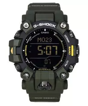 Мужские часы Casio G-Shock Mudman Master Of G-Land с цифровым зеленым ремешком из смолы на солнечной батарее GW-9500-3 200M