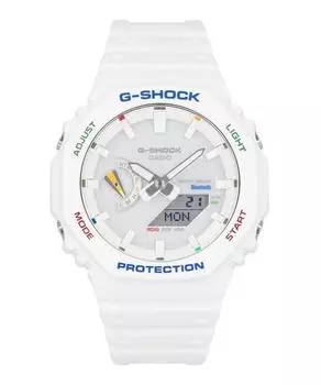 Мужские часы Casio G-Shock с аналоговым цифровым полимерным ремешком и белым циферблатом Tough Solar GA-B2100FC-7A 200M белый