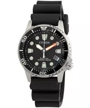Мужские часы Citizen Promaster Dive Eco-Drive из поликарбоната с черным циферблатом Diver s EO2020-08E 200M
