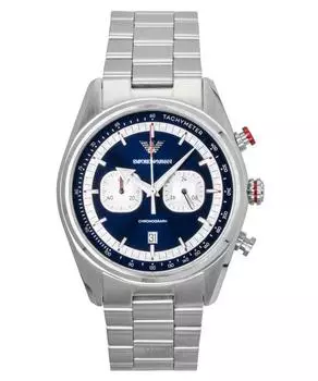 Мужские часы Emporio Armani Racer Chronograph из нержавеющей стали с синим циферблатом, кварцевые AR11676 синий