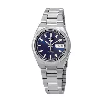 Мужские часы Seiko 5 Date-Day из нержавеющей стали с синим циферблатом, 21 камень, автоматические SNKC51J1 синий