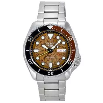 Мужские часы Seiko 5 Sports SKX Style из нержавеющей стали с прозрачным оранжевым циферблатом SRPJ47K1 100M оранжевый