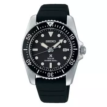 Мужские часы Seiko Prospex Solar Black с циферблатом из нержавеющей стали SNE573P1 чёрный