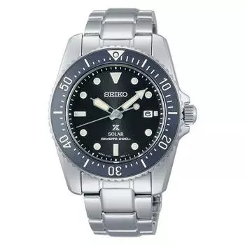 Мужские часы Seiko Prospex Solar SCUBA с циферблатом из нержавеющей стали и сапфировым стеклом SNE569P1