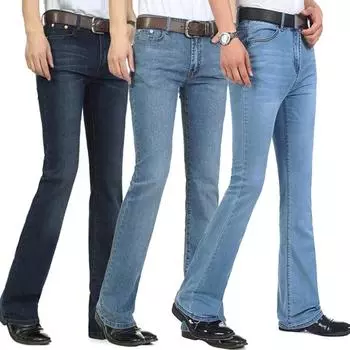 Мужские джинсовые брюки Bootcut 70-х годов Ковбойские клеш в стиле вестерн, расклешенные джинсы, повседневные брюки больших размеров 26 белый