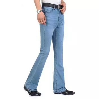 Мужские джинсовые брюки Bootcut 70-х годов Ковбойские клеш в стиле вестерн, расклешенные джинсы, повседневные брюки больших размеров 26 белый