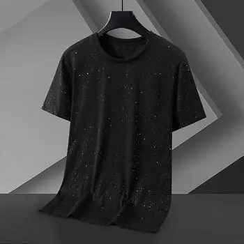 Мужские футболки Oversize Fahion, черные, белые, большие размеры 3XL-11XL, летняя футболка с короткими рукавами 3XL чёрный