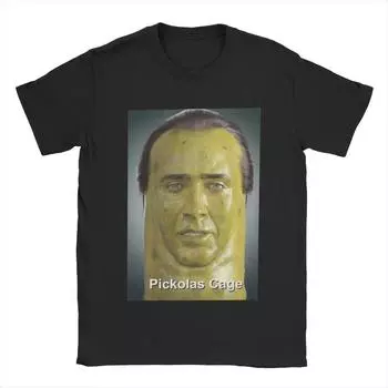 Мужские футболки Picolas Cage Nicolas Cage из чистого хлопка, забавные футболки с коротким рукавом и круглым вырезом, футболка с принтом S чёрный