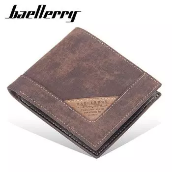 Мужские короткие кошельки Baellerry в винтажном дизайне, держатель для карт из искусственной кожи, двойной кошелек, деловой кошелек для монет 12cm*10cm*2cm чёрный