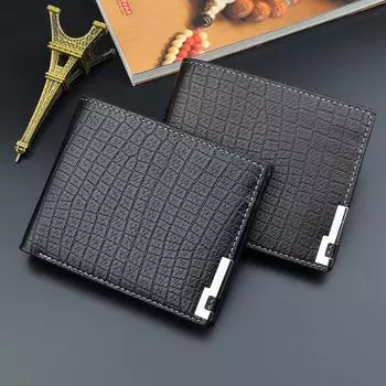 Мужские короткие кошельки из мягкой кожи с крокодиловым узором, винтажный дизайн, визитница, деловой модный кошелек для монет 12*9.8*2.3cm чёрный