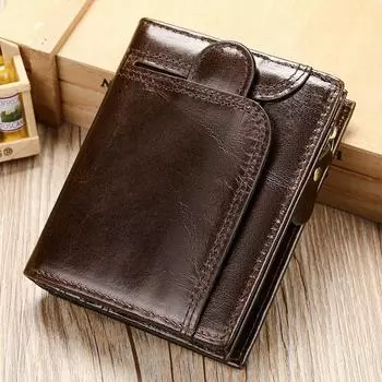 Мужские кошельки с RFID-застежкой из натуральной кожи, кошельки-застежки для карт и монет, мужской кошелек с карманами для монет