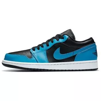 Мужские кроссовки Air Jordan 1 Low Laser Blue черно-белые 553558-410