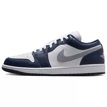 Мужские кроссовки Air Jordan 1 Low Midnight Navy Blue White Wolf-Grey 553558-141 47.5