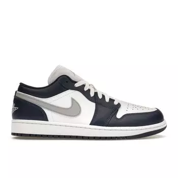 Мужские кроссовки Air Jordan 1 Low Midnight Navy Blue White Wolf-Grey 553558-141 47.5