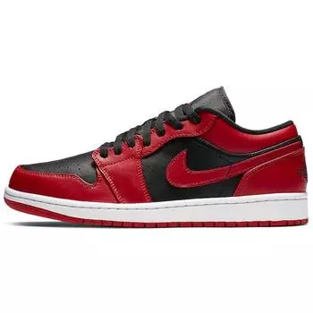 Мужские кроссовки Air Jordan 1 Low Reverse Bred Черные Gym-Red 553558-606