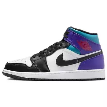 Мужские кроссовки Air Jordan 1 Mid Aqua White Court-Purple Tropical-Twist DQ8426-154 47.5