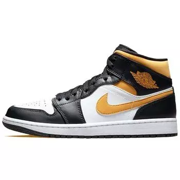 Мужские кроссовки Air Jordan 1 Mid Black University Gold White Pollen 554724-177 41
