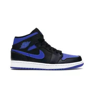Мужские кроссовки Air Jordan 1 Mid Black Hyper Royal Blue Royal-Blue White 554724-068 41