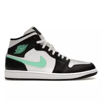 Мужские кроссовки Air Jordan 1 Mid Green Glow черно-белые DQ8426-103 47.5