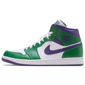 Мужские кроссовки Air Jordan 1 Mid Hulk Green Aloe-Verde Court-Purple 554724-300