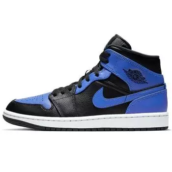 Мужские кроссовки Air Jordan 1 Mid Hyper Royal Синие Чёрные Белые 554724-077 41