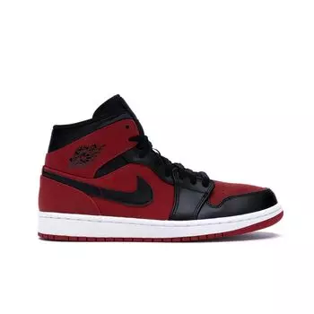 Мужские кроссовки Air Jordan 1 Mid Reverse Banned Red Gym-Red Black-White 554724-610