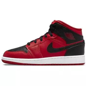 Мужские кроссовки Air Jordan 1 Mid Reverse Bred Gym-Red Black White 554724-660 43