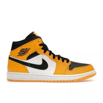 Мужские кроссовки Air Jordan 1 Mid Reverse Yellow Toe Taxi White Black 554724-701 46